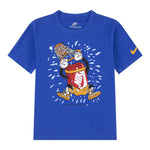 Nike T-Shirt Girocollo Tinta Unit con Stampe Blu per Bambino 86N504 BLU NIKE 