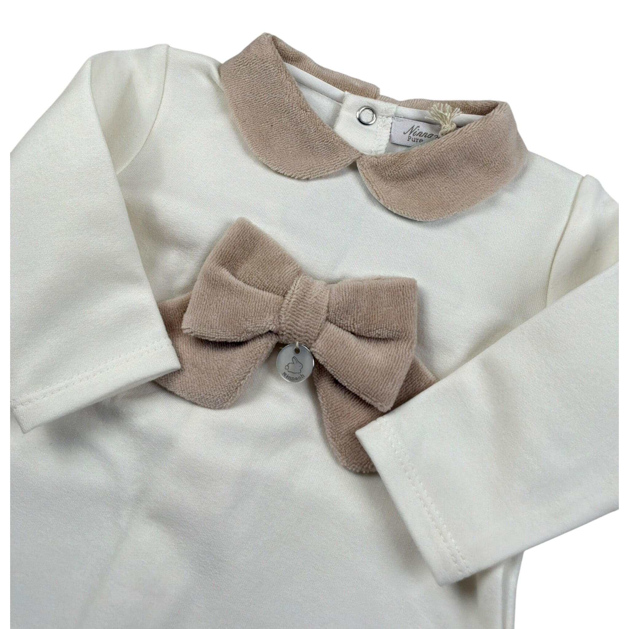 Ninnaoh Tutina tinta unita con Applicazioni Bianco/Beige per Neonata 10PR21965 BIANCO/BEIGE NINNAOH 