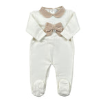 Ninnaoh Tutina tinta unita con Applicazioni Bianco/Beige per Neonata 10PR21965 BIANCO/BEIGE NINNAOH 