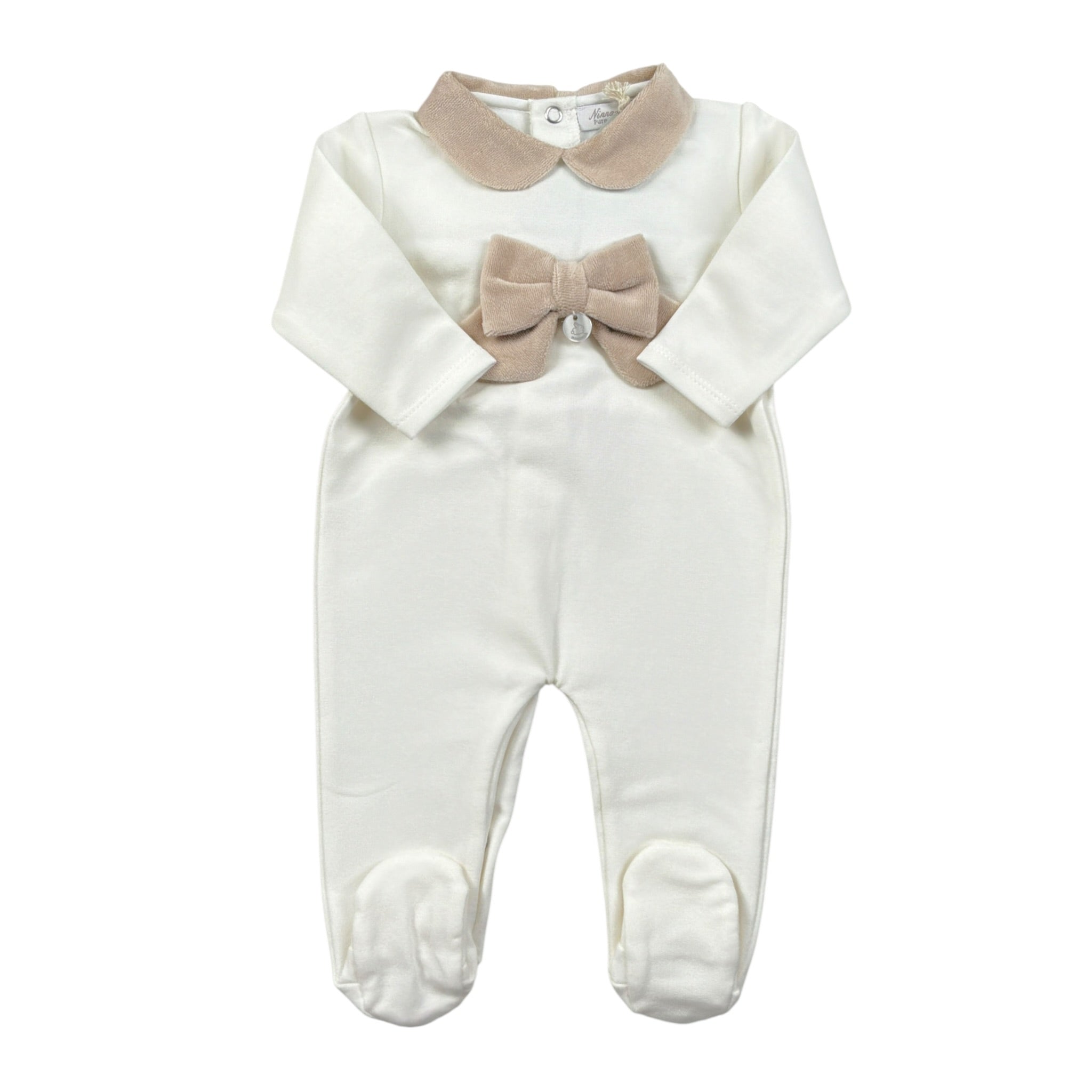 Ninnaoh Tutina tinta unita con Applicazioni Bianco/Beige per Neonata 10PR21965 BIANCO/BEIGE NINNAOH 