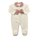 Ninnaoh Tutina tinta unita con Applicazioni Bianco/Rosa per Neonata 10PR21965 BIANCO/ROSA NINNAOH 