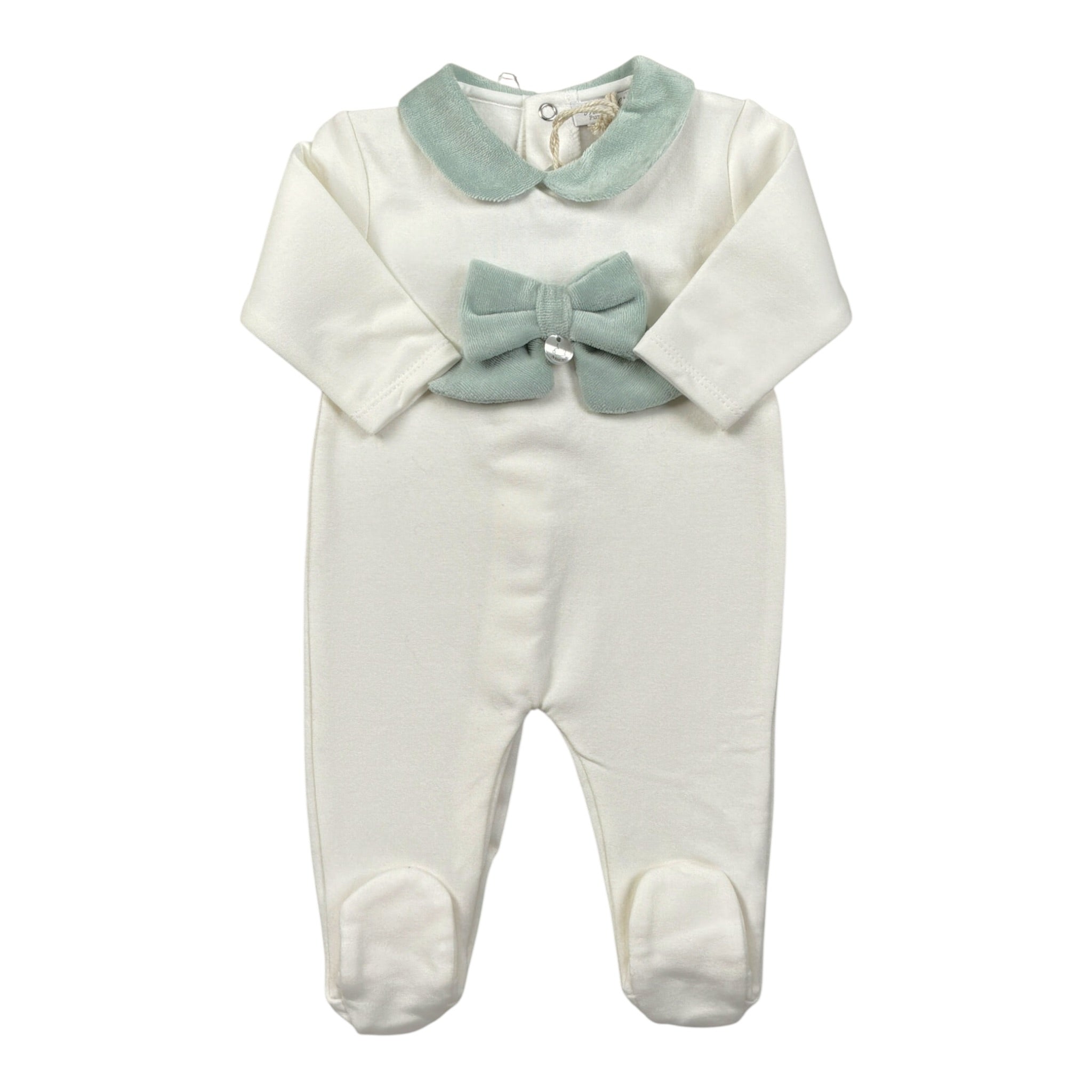 Ninnaoh Tutina tinta unita con Applicazioni Bianco/Verde per Neonata 10PR21965 BIANCO/VERDE NINNAOH 