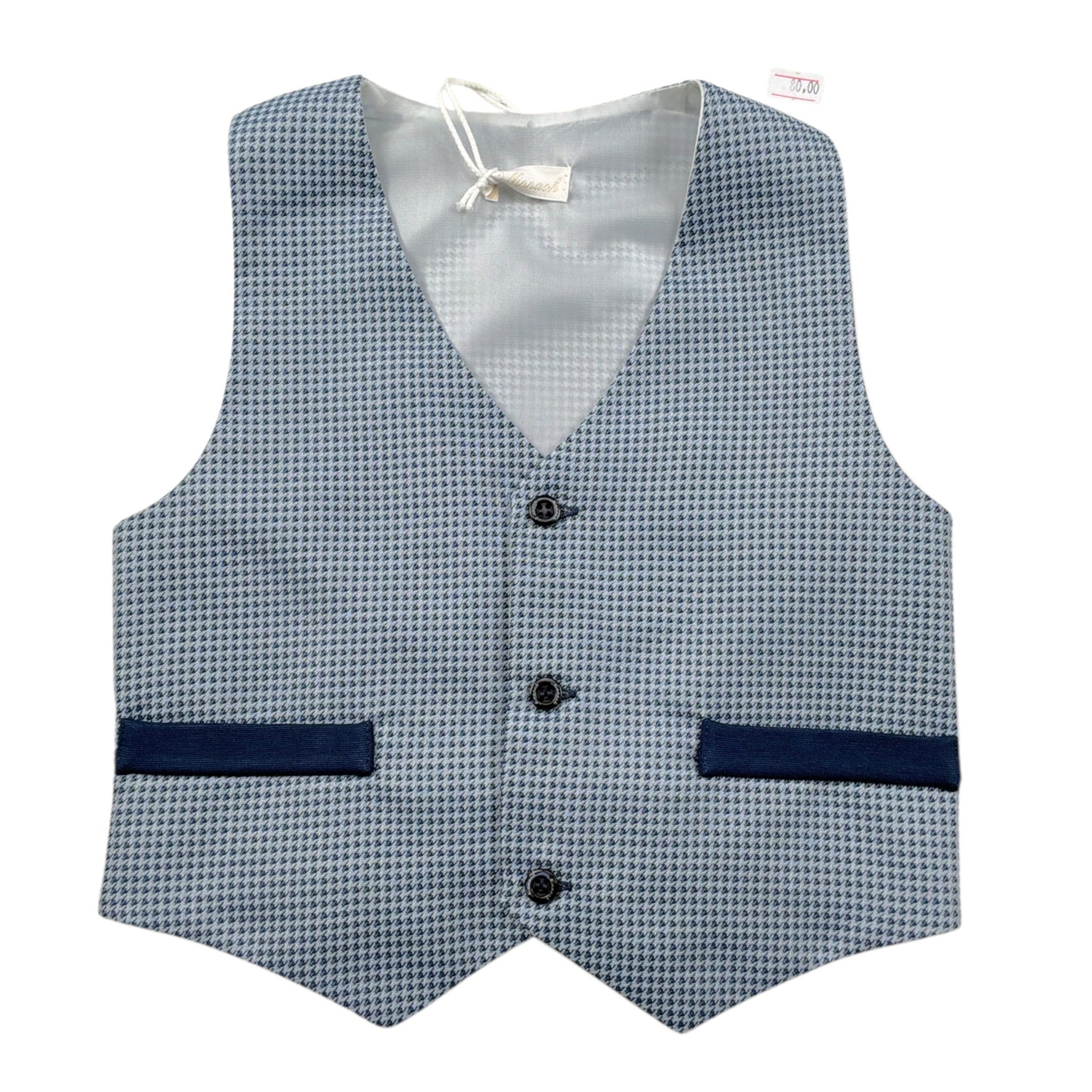 Ninnaoh Gilet tinta unita con Microfantasia Azzurro per Bambino I23GI238 AZZURRO NINNAOH 