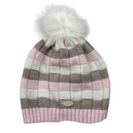 Ninnaoh Cappello Tricolore con Fantasia E Pon Pon Rosa per Neonata I25CAF323PEL ROSA NINNAOH 