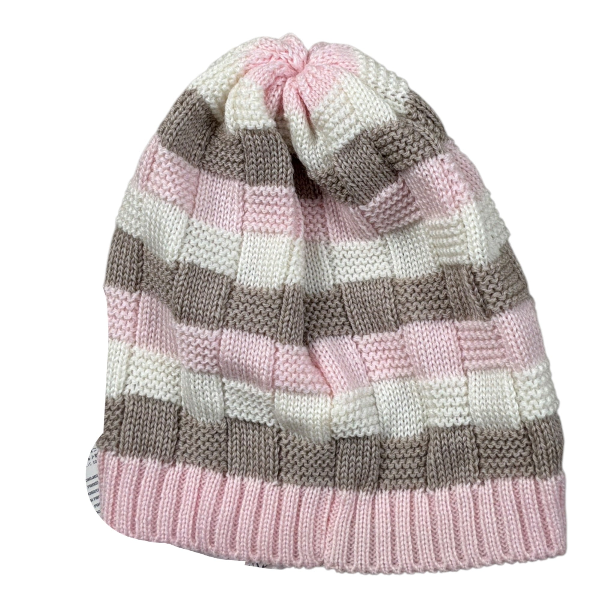 Ninnaoh Cappello Tricolore con Fantasia Rosa per Neonata I25CAF323 ROSA NINNAOH 