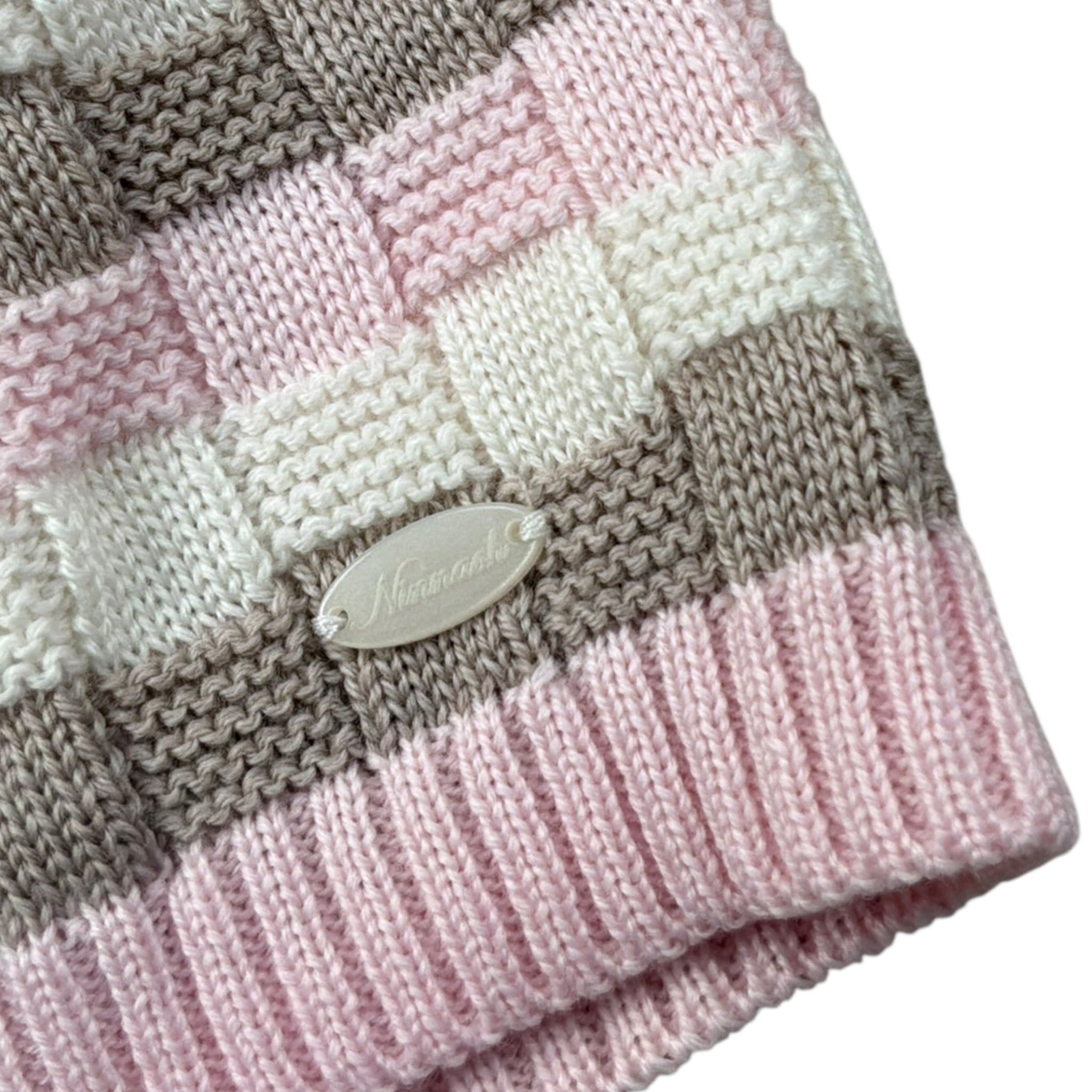 Ninnaoh Cappello Tricolore con Fantasia Rosa per Neonata I25CAF323 ROSA NINNAOH 