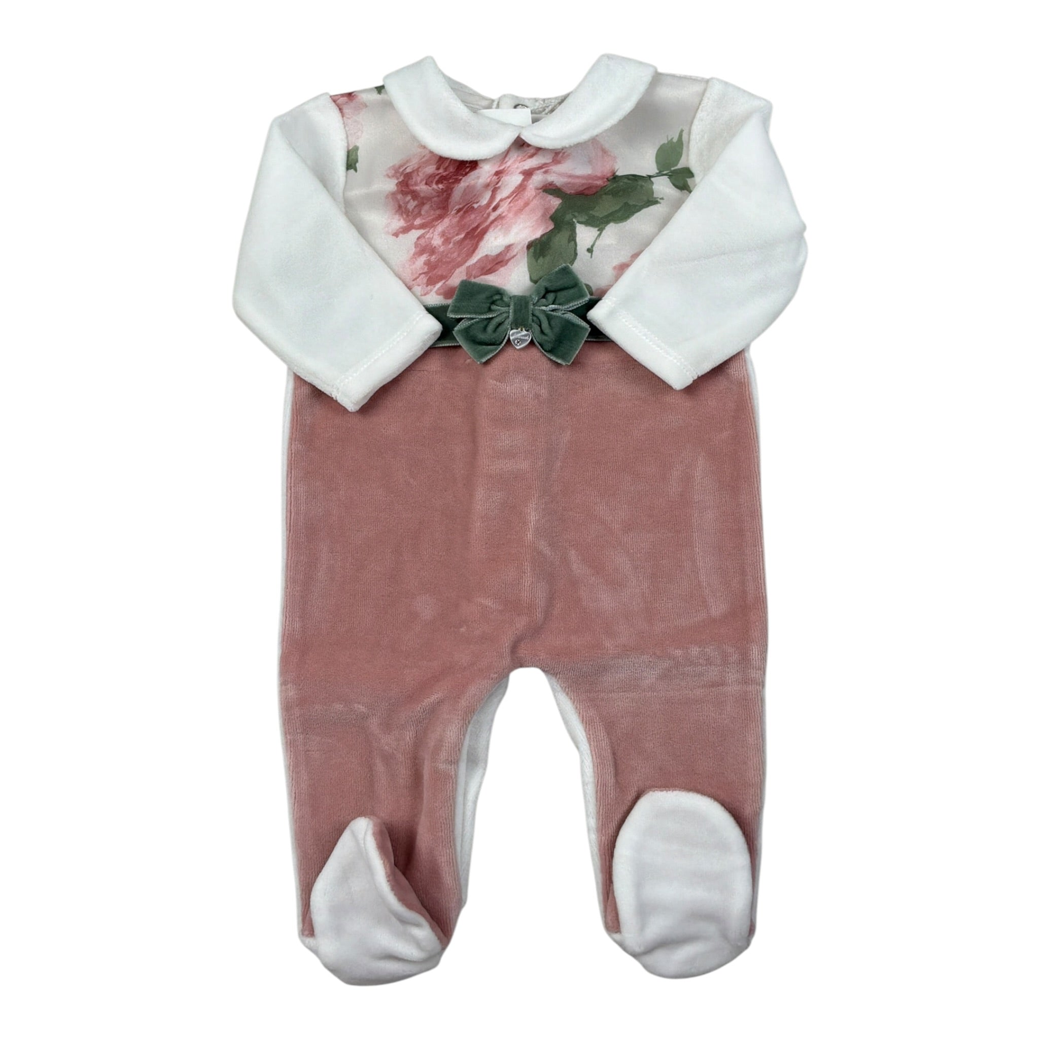 Ninnaoh Tutina Bicolore con Stampa Fiori Bianco per Neonata I25T34 BIANCO NINNAOH 