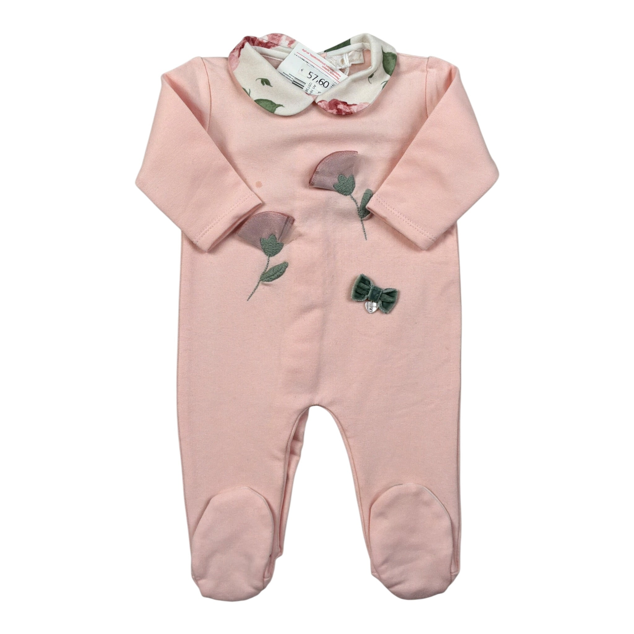 Ninnaoh Tutina tinta unita con Colletto Rosa per Neonata I25T36 ROSA NINNAOH 