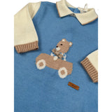 Ninnaoh Set Tutina-Babbucce In Filo tinta unita Blu per Neonato I25TF326 BLU NINNAOH 