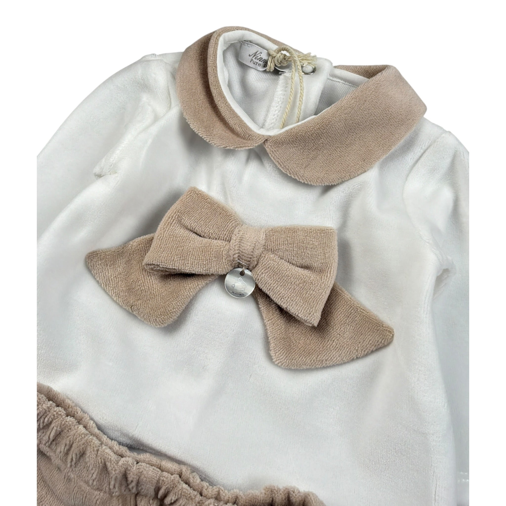 Ninnaoh Completo 2Pz Maglia-Ghettina Bicolore Bianco/Beige per Neonata PR219659 BIANCO/BEIGE NINNAOH 