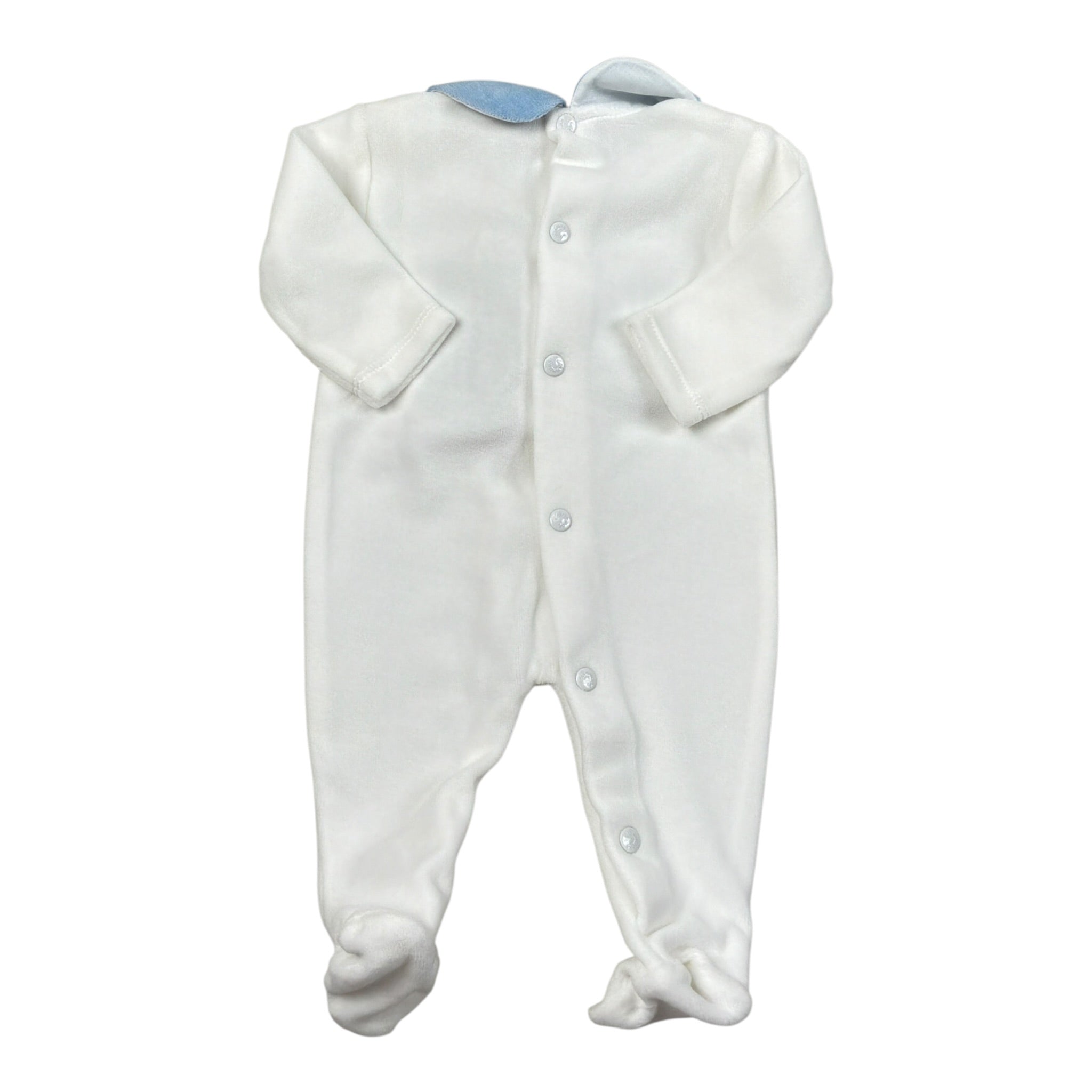Ninnaoh Tutina tinta unita con Applicazioni In Velluto Bianco/Azzurro per Neonata PR219662 BIANCO/AZZURRO NINNAOH 