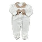 Ninnaoh Tutina tinta unita con Applicazioni In Velluto Bianco/Beige per Neonata PR219662 BIANCO/BEIGE NINNAOH 