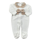 Ninnaoh Tutina tinta unita con Applicazioni In Velluto Bianco/Beige per Neonata PR219662 BIANCO/BEIGE NINNAOH 