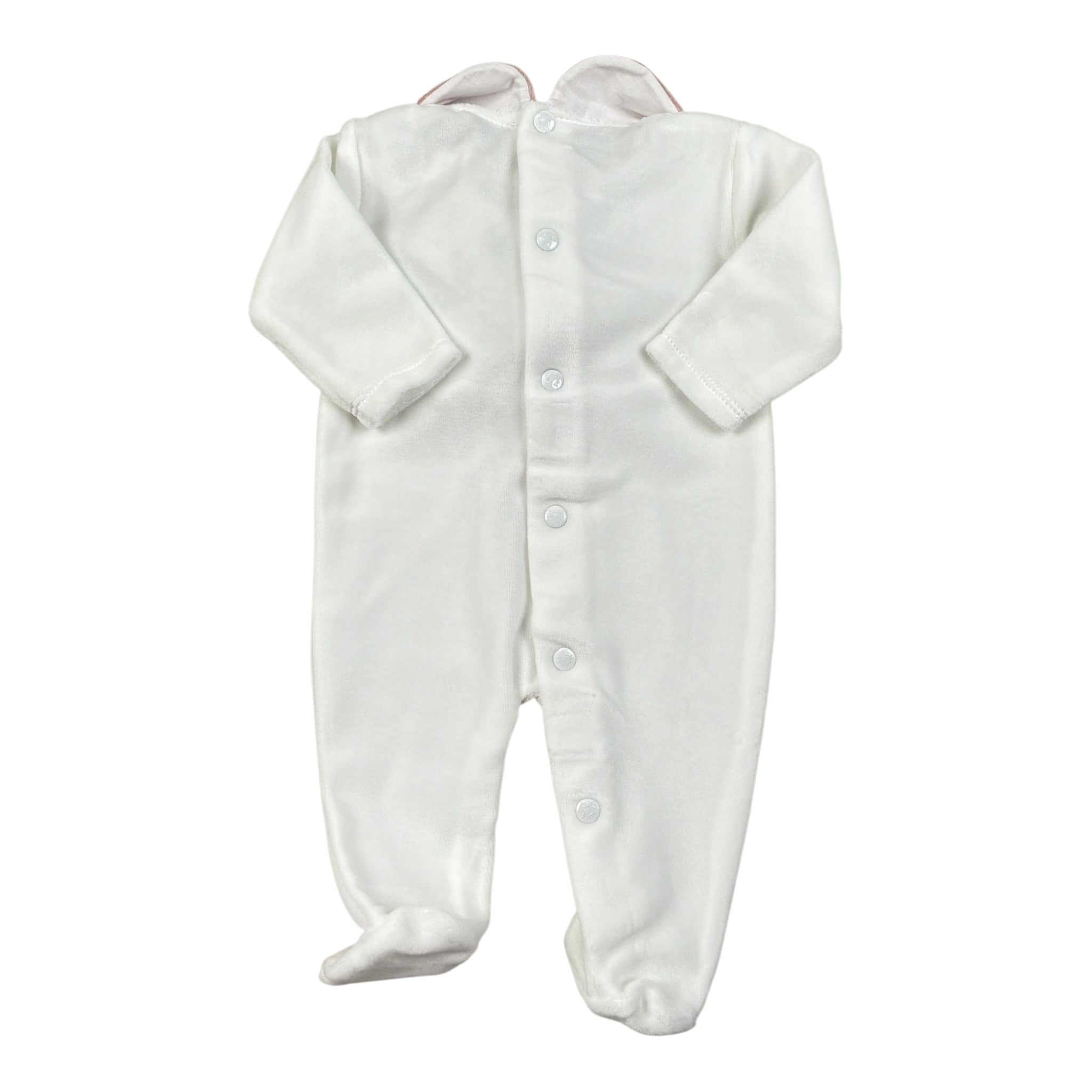Ninnaoh Tutina tinta unita con Applicazioni In Velluto Bianco/Rosa per Neonata PR219662 BIANCO/ROSA NINNAOH 