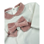 Ninnaoh Tutina tinta unita con Applicazioni In Velluto Bianco/Rosa per Neonata PR219662 BIANCO/ROSA NINNAOH 
