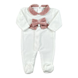 Ninnaoh Tutina tinta unita con Applicazioni In Velluto Bianco/Rosa per Neonata PR219662 BIANCO/ROSA NINNAOH 