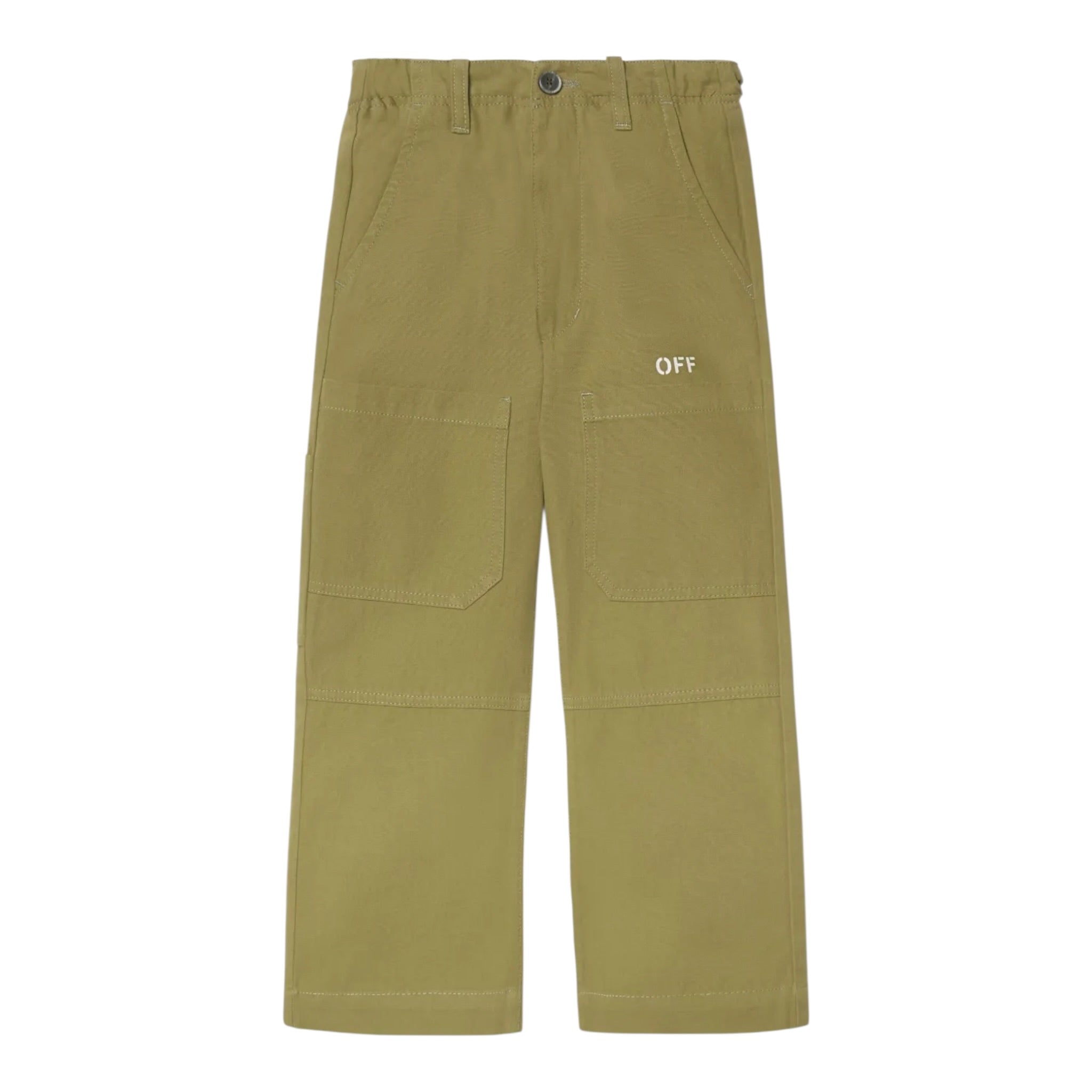 Off-White Pantalone tinta unita con Stampa Verde per Bambino OBCA007F24 VERDE OFF-WHITE 