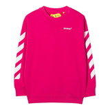 Off-White Felpa Girocollo tinta unita con Stampa Fuxia per Bambina OGBA001F22FLE0013201 FUXIA OFF-WHITE 