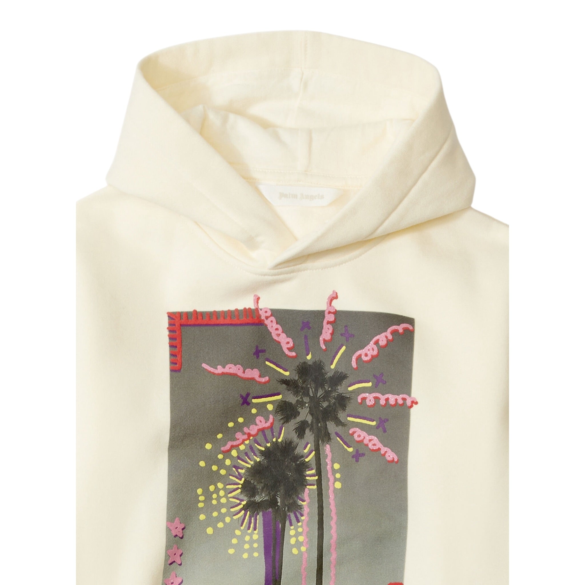 Palm Angels Felpa Chiusa con Cappuccio tinta unita con Stampa Panna per Bambina PGBB015F24 PANNA PALM ANGELS 