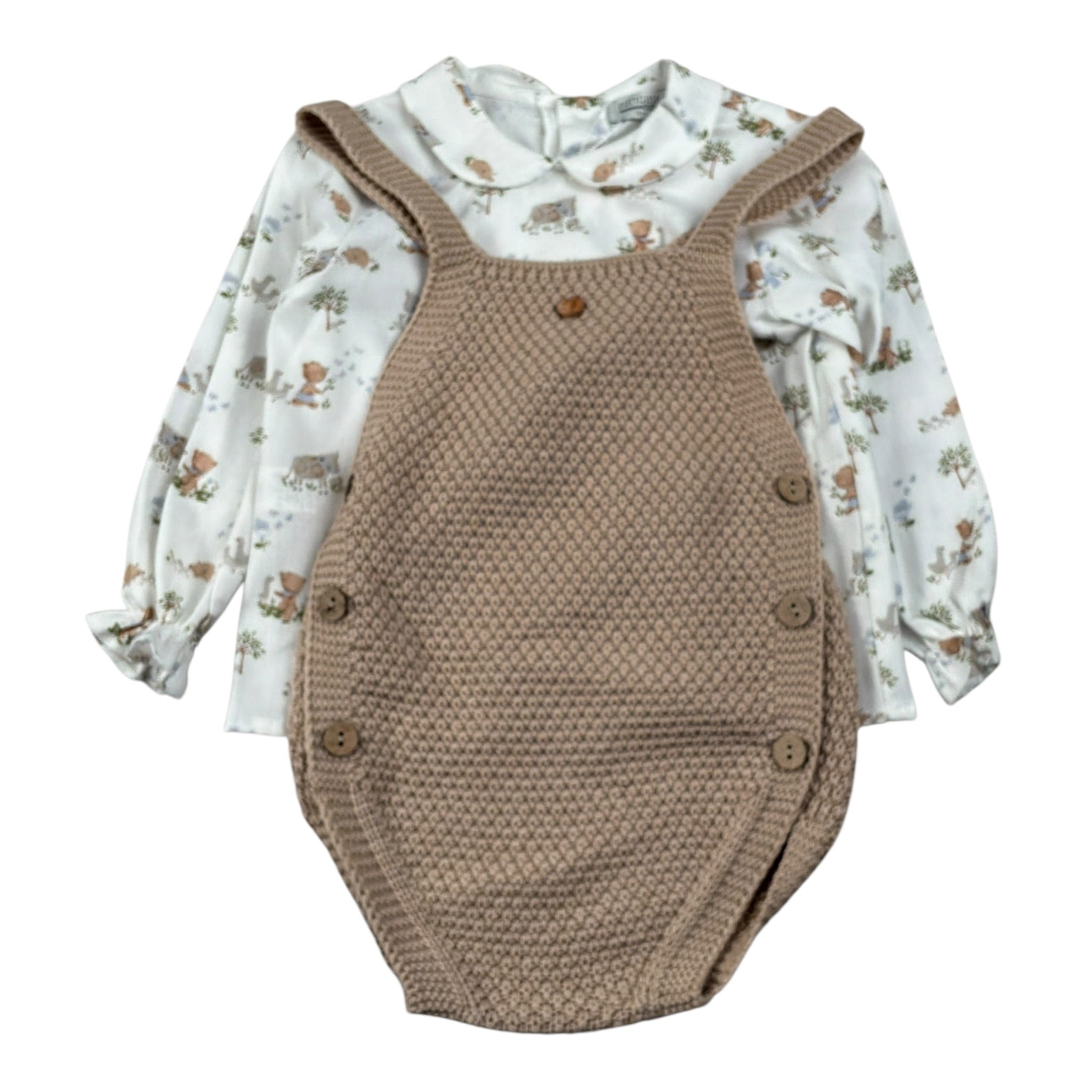 Pangasa Completo 2Pz Camicia-Salopette Beige per Neonato 1585260 BEIGE PANGASA 