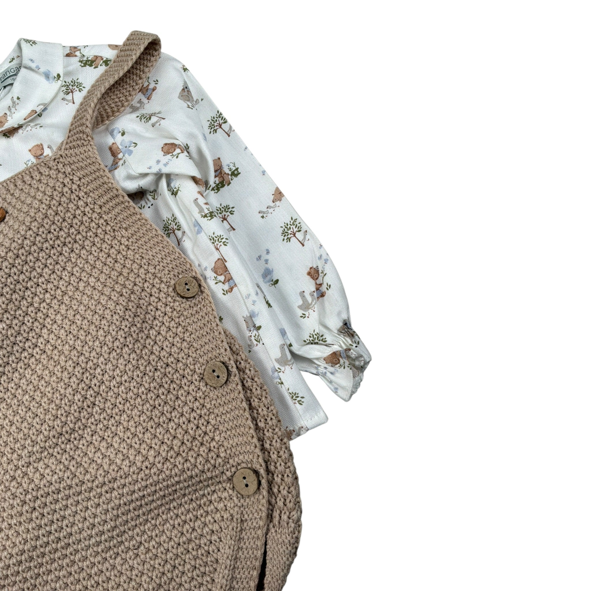Pangasa Completo 2Pz Camicia-Salopette Beige per Neonato 1585260 BEIGE PANGASA 