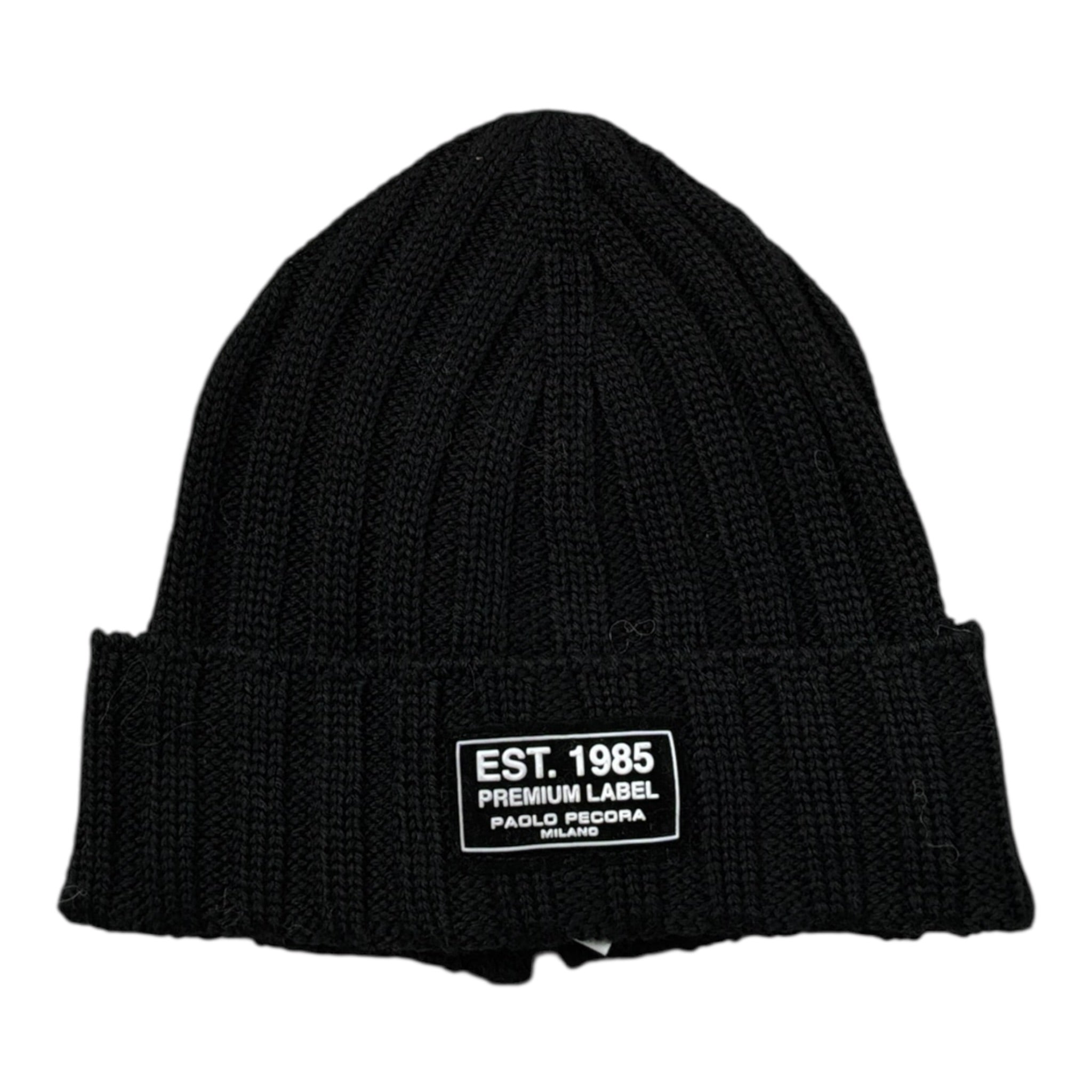 Paolo Pecora Cappello tinta unita con Logo Nero per Bambino PP3509X NERO PAOLO PECORA 