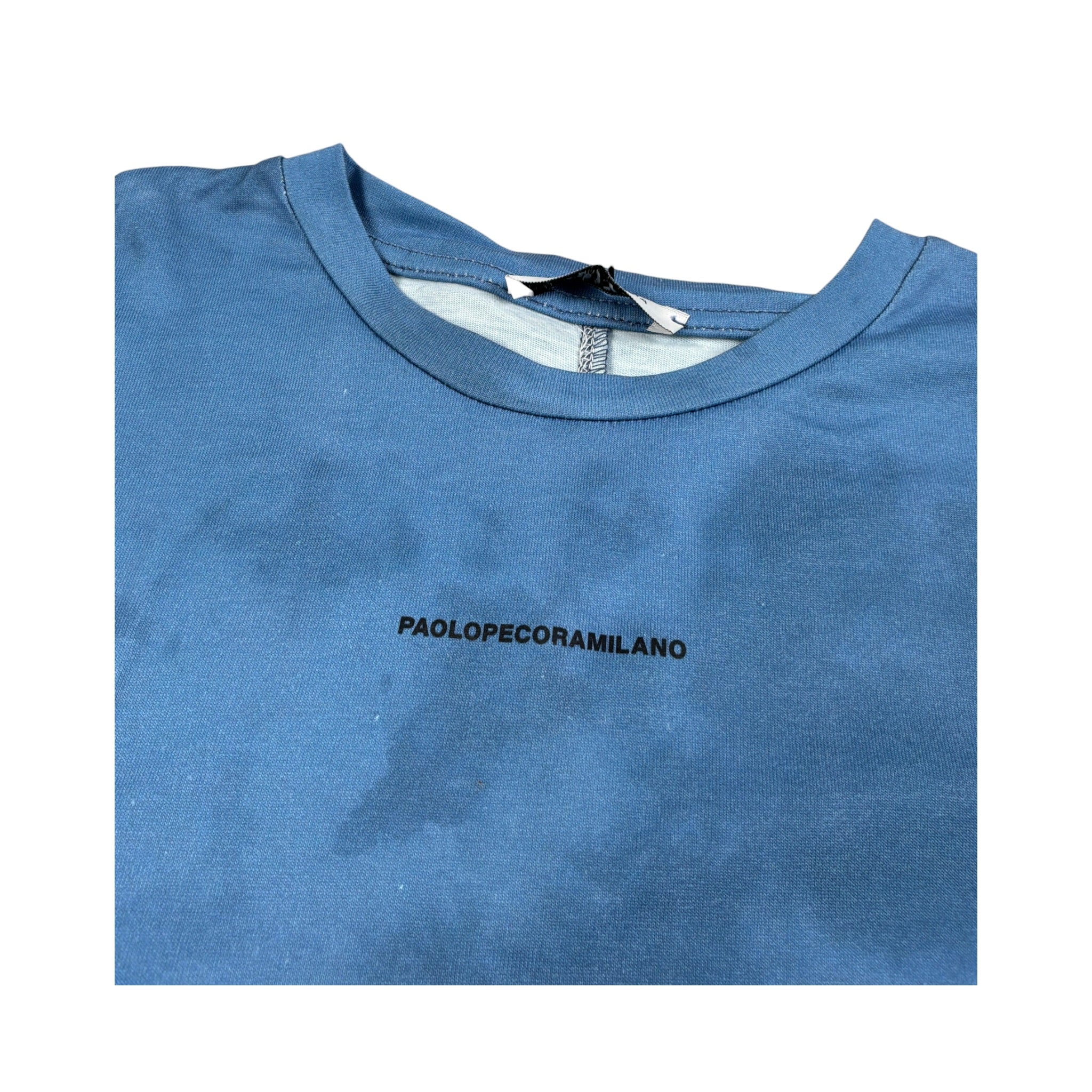 Paolo Pecora T-Shirt Girocollo tinta unita con Logo Azzurro per Bambino PP4128 AZZURRO PAOLO PECORA 