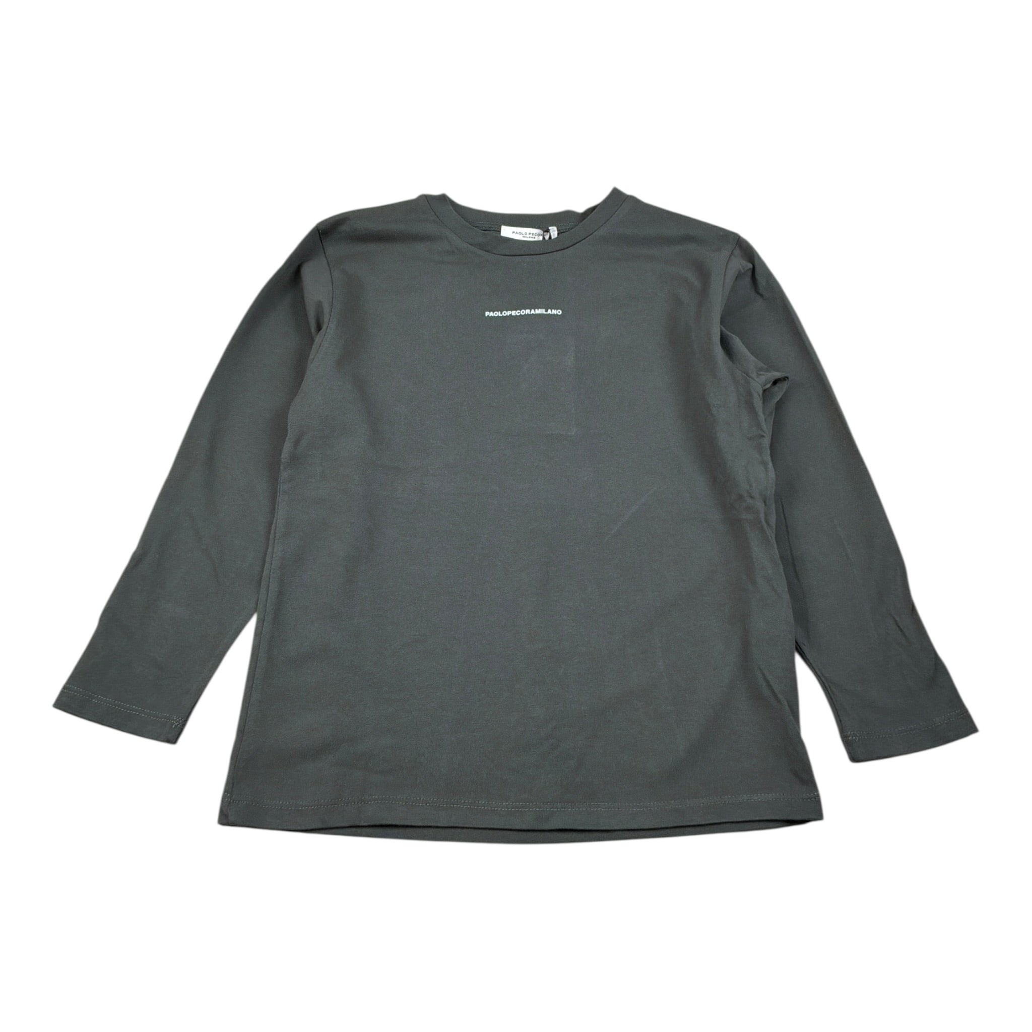 Paolo Pecora Shirt Girocollo tinta unita con Logo Grigio per Bambino PP4157XX GRIGIO PAOLO PECORA 