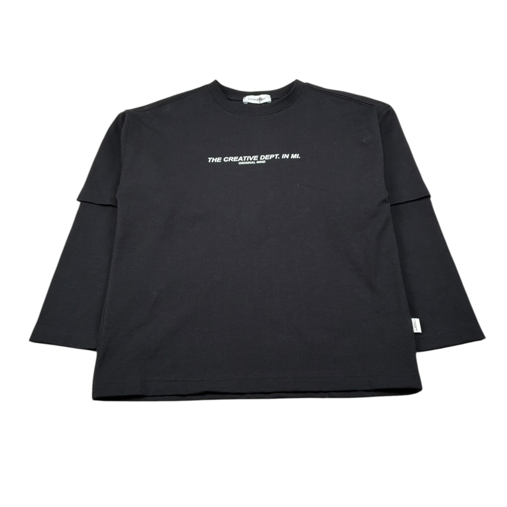 Paolo Pecora Shirt Girocollo tinta unita con Logo Nero per Bambino PP4449 NERO PAOLO PECORA 