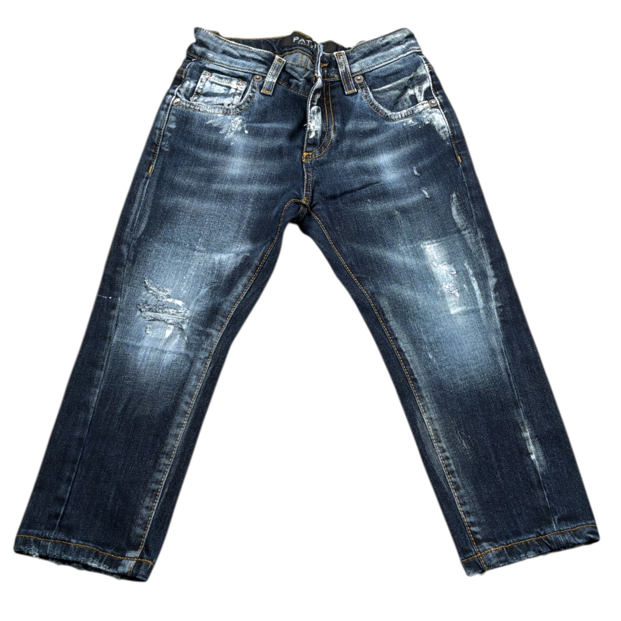 Patriot Jeans tinta unita con Strappi Blu per Bambino PJ5F2WBK18 BLU PATRIOT 