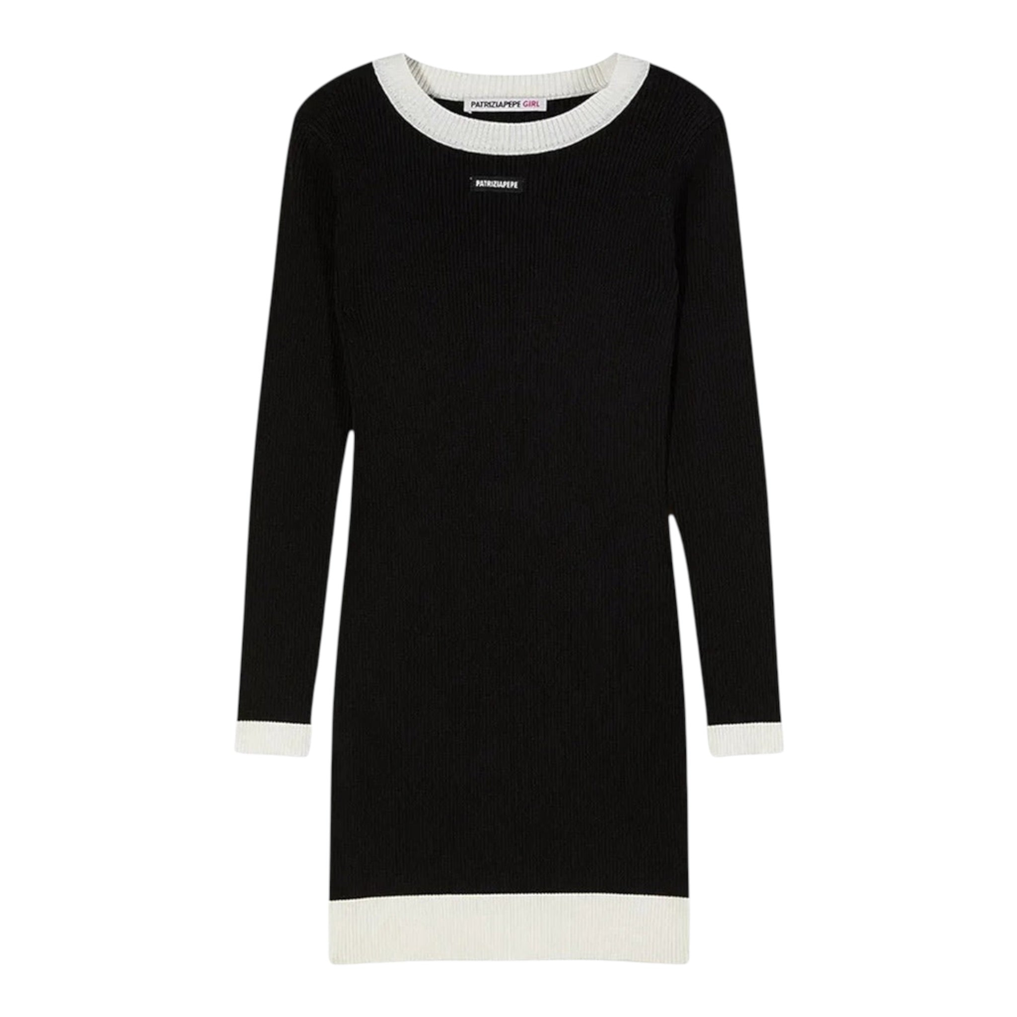 Patrizia Pepe Abito tinta unita con Profili In Contrasto Nero per Bambina 7A0571 NERO PATRIZIA PEPE 