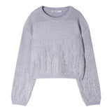 Patrizia Pepe Maglia tinta unita con Brillantini Grigio per Bambina 7K0059X GRIGIO PATRIZIA PEPE 