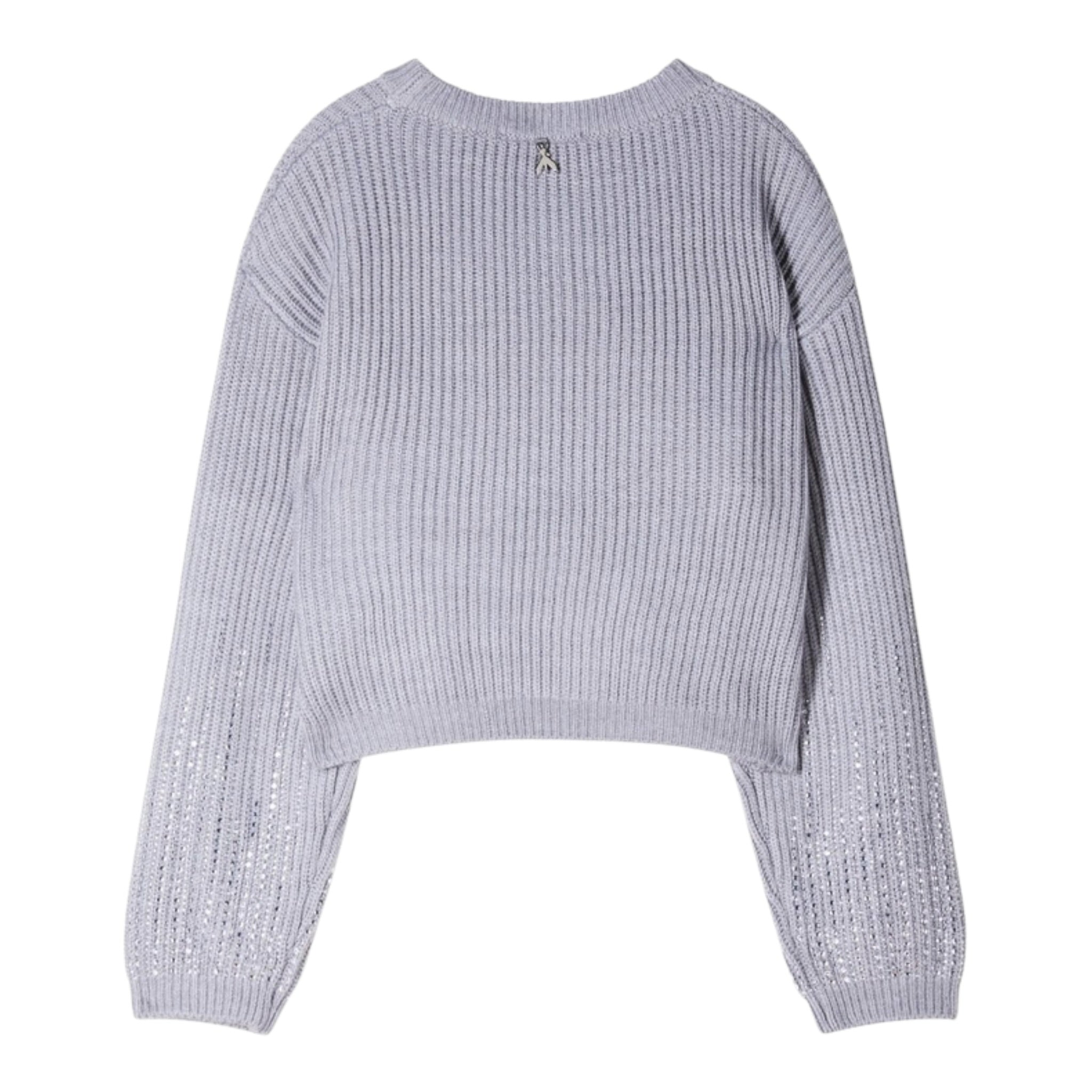 Patrizia Pepe Maglia tinta unita con Brillantini Grigio per Bambina 7K0059X GRIGIO PATRIZIA PEPE 