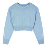 Patrizia Pepe Maglia Girocollo tinta unita con Stampa Logo Azzurro per Bambina 7K0069XX AZZURRO PATRIZIA PEPE 