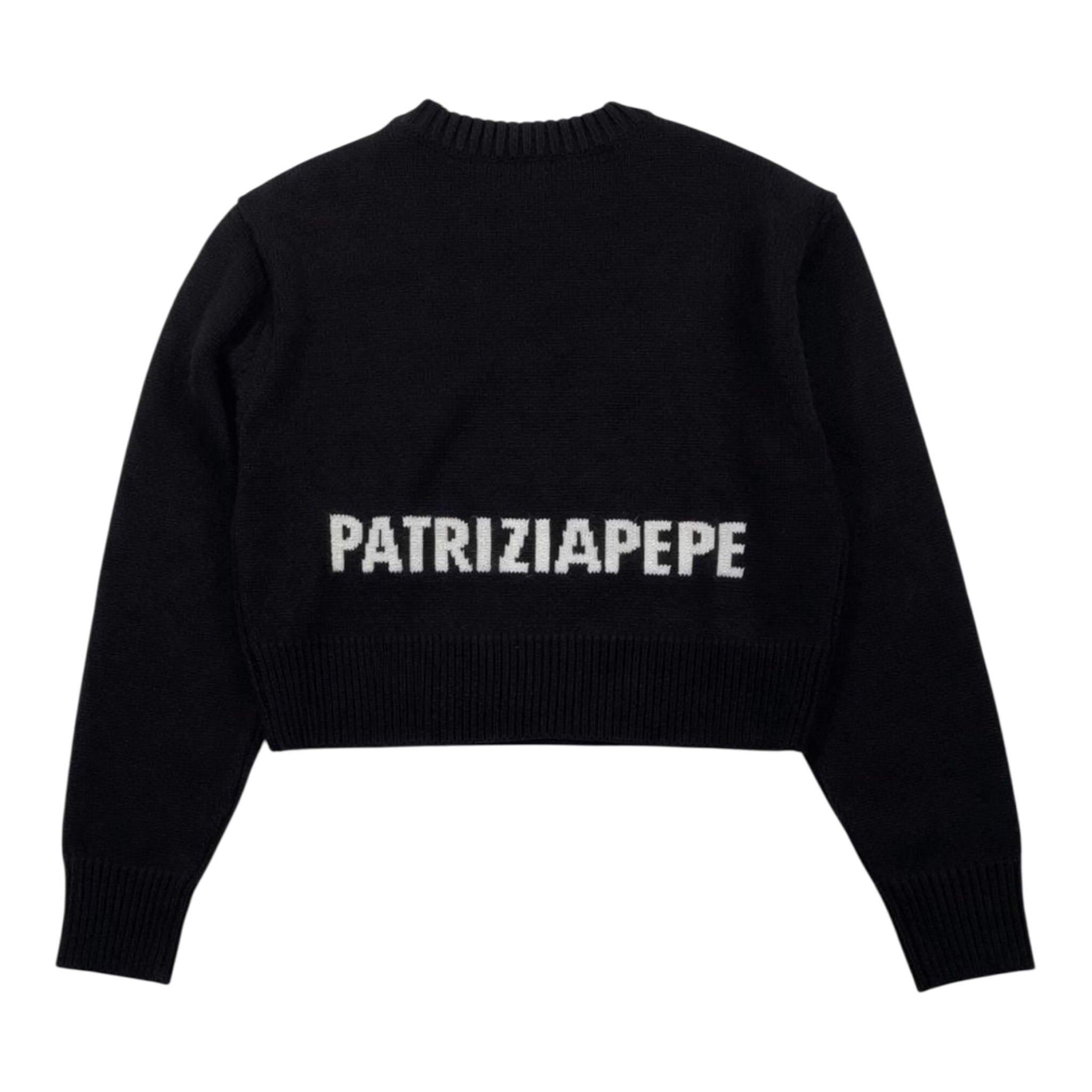 Patrizia Pepe Maglia Girocollo tinta unita con Stampa Logo Nero per Bambina 7K0069XXX NERO PATRIZIA PEPE 