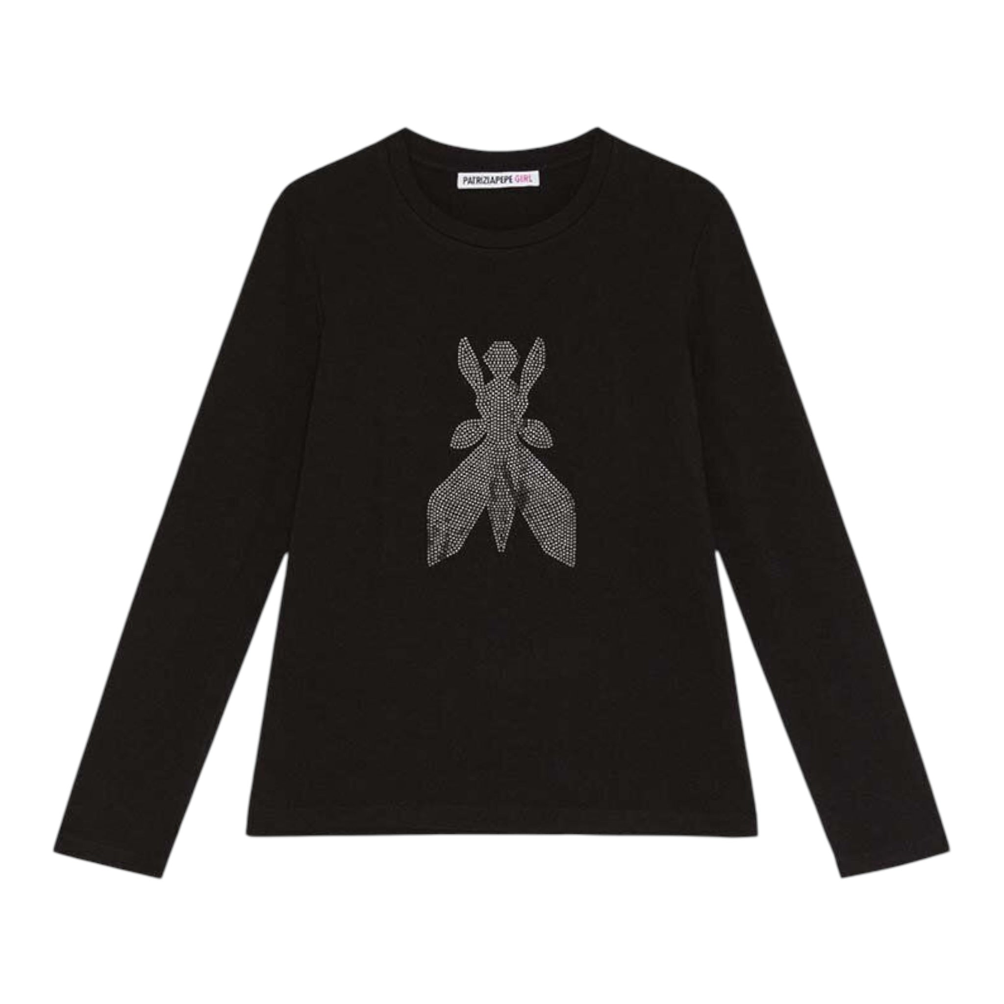 Patrizia Pepe Shirt tinta unita con Brillantini Nero per Bambina 7M0752 NERO PATRIZIA PEPE 