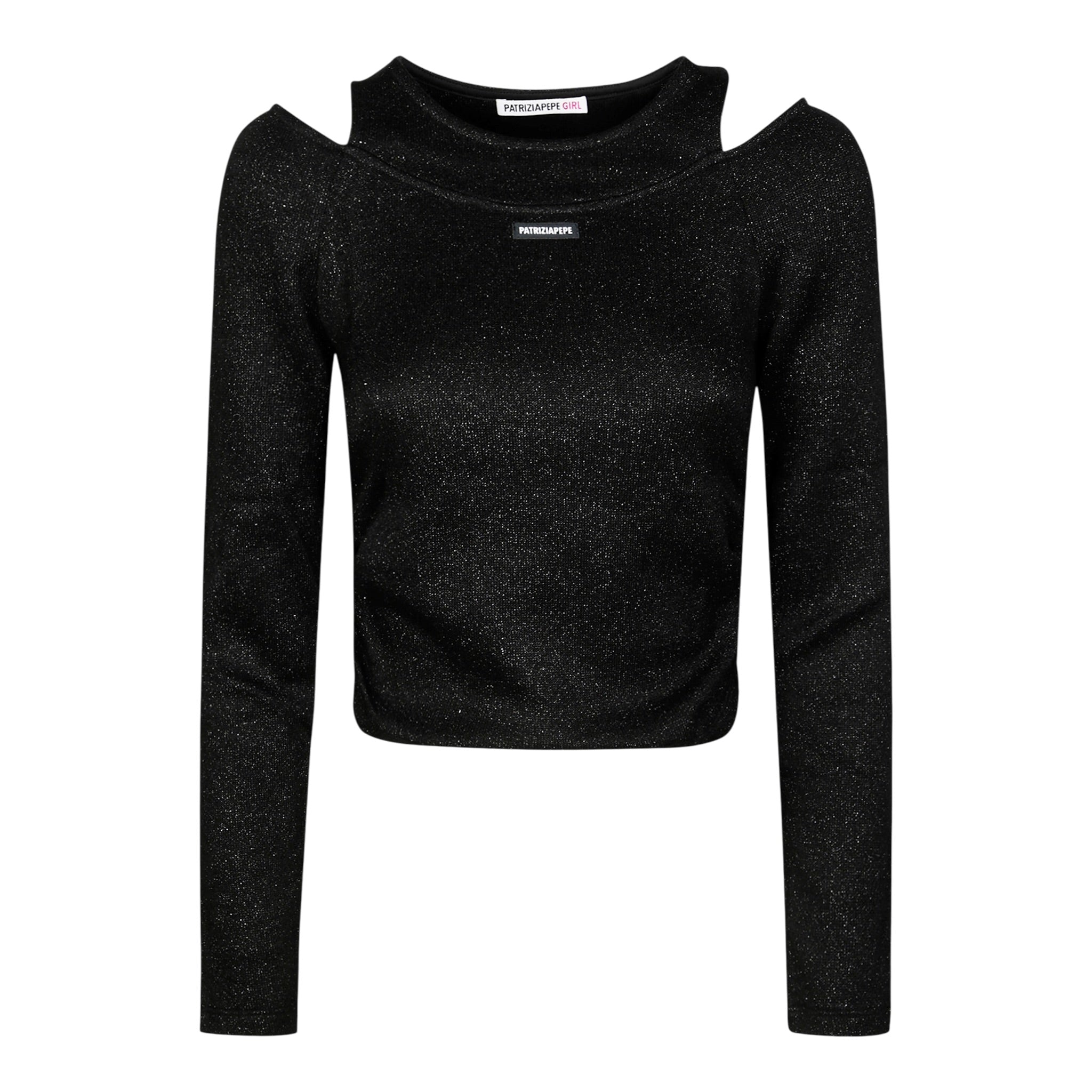 Patrizia Pepe Maglia tinta unita con Logo Nero per Bambina 7M0939 NERO PATRIZIA PEPE 
