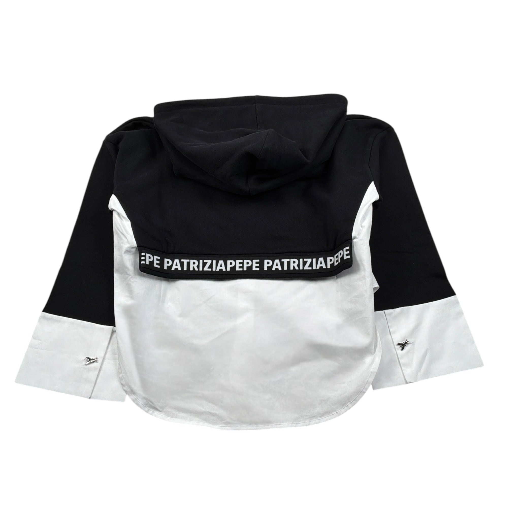 Patrizia Pepe Felpa Chiusa con Cappuccio Tinta Nita Nero per Bambina 7M0947 NERO PATRIZIA PEPE 