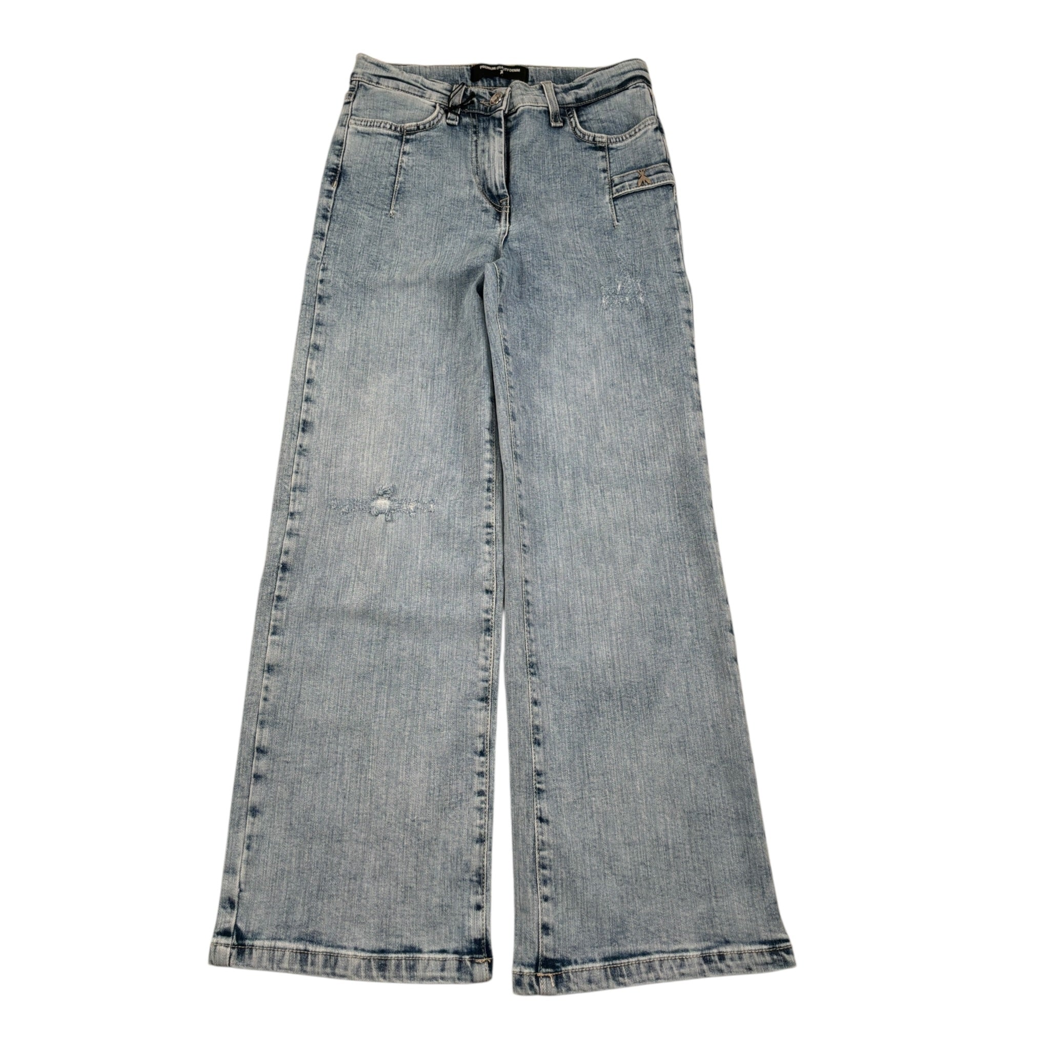 Patrizia Pepe Jeans tinta unita con Girovita Regolabile Azzurro per Bambina 7P0378 AZZURRO PATRIZIA PEPE 