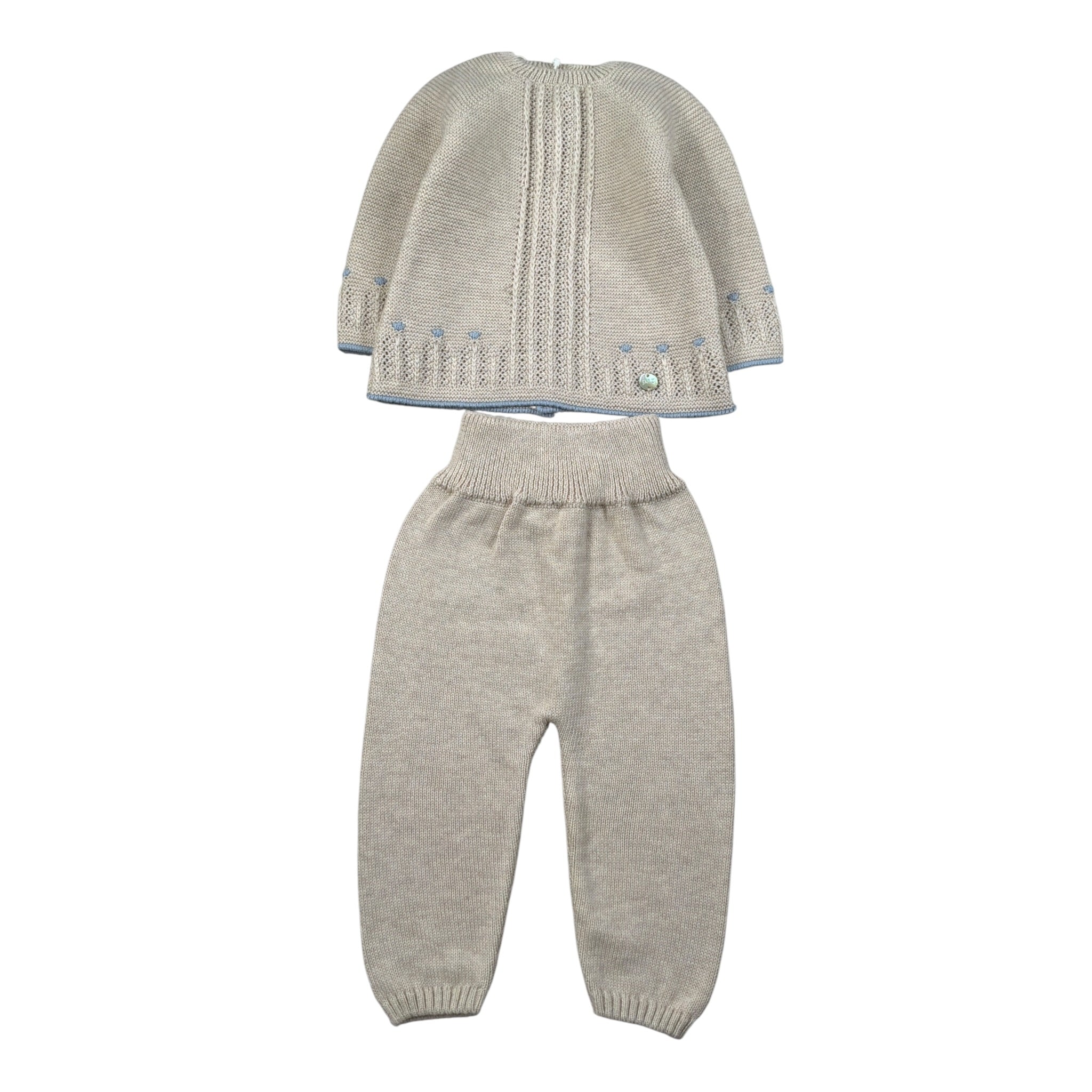 Paz Rodriguez Completo 2Pz Maglia-Pantalone con Ricami Beige per Neonata 003123089 BEIGE PAZ RODRIGUEZ 