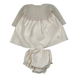 Paz Rodriguez Set Abito-Coulotte con Ricami Beige per Neonata 004123094 BEIGE PAZ RODRIGUEZ 
