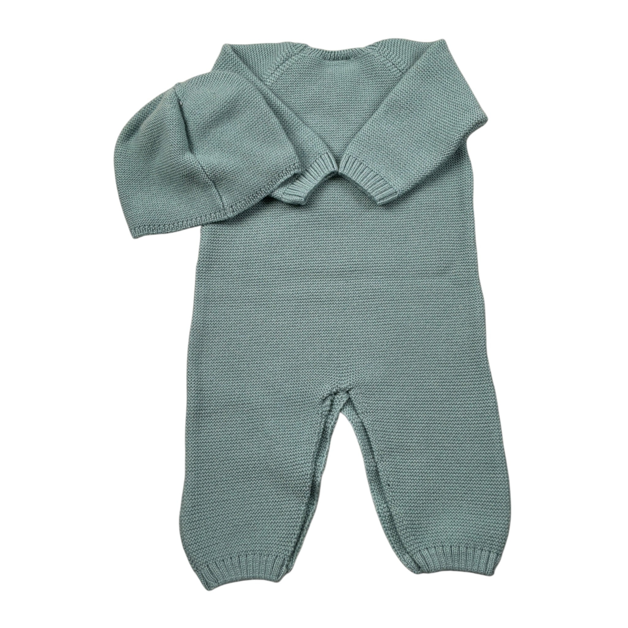 Paz Rodriguez Set Tutina-Cappello tinta unita Verde per Neonato 00511987 VERDE PAZ RODRIGUEZ 