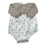 Paz Rodriguez Pagliaccetto Manica Lunga Bicolore Beige per Neonata 005121902 BEIGE PAZ RODRIGUEZ 