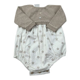 Paz Rodriguez Pagliaccetto Manica Lunga Bicolore Beige per Neonata 005121902 BEIGE PAZ RODRIGUEZ 