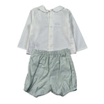 Paz Rodriguez Completo 2 Pezzi Camicia-Culotte Panna/Verde Acqua per Neonato 006152144 PANNA/VERDE ACQUA PAZ RODRIGUEZ 