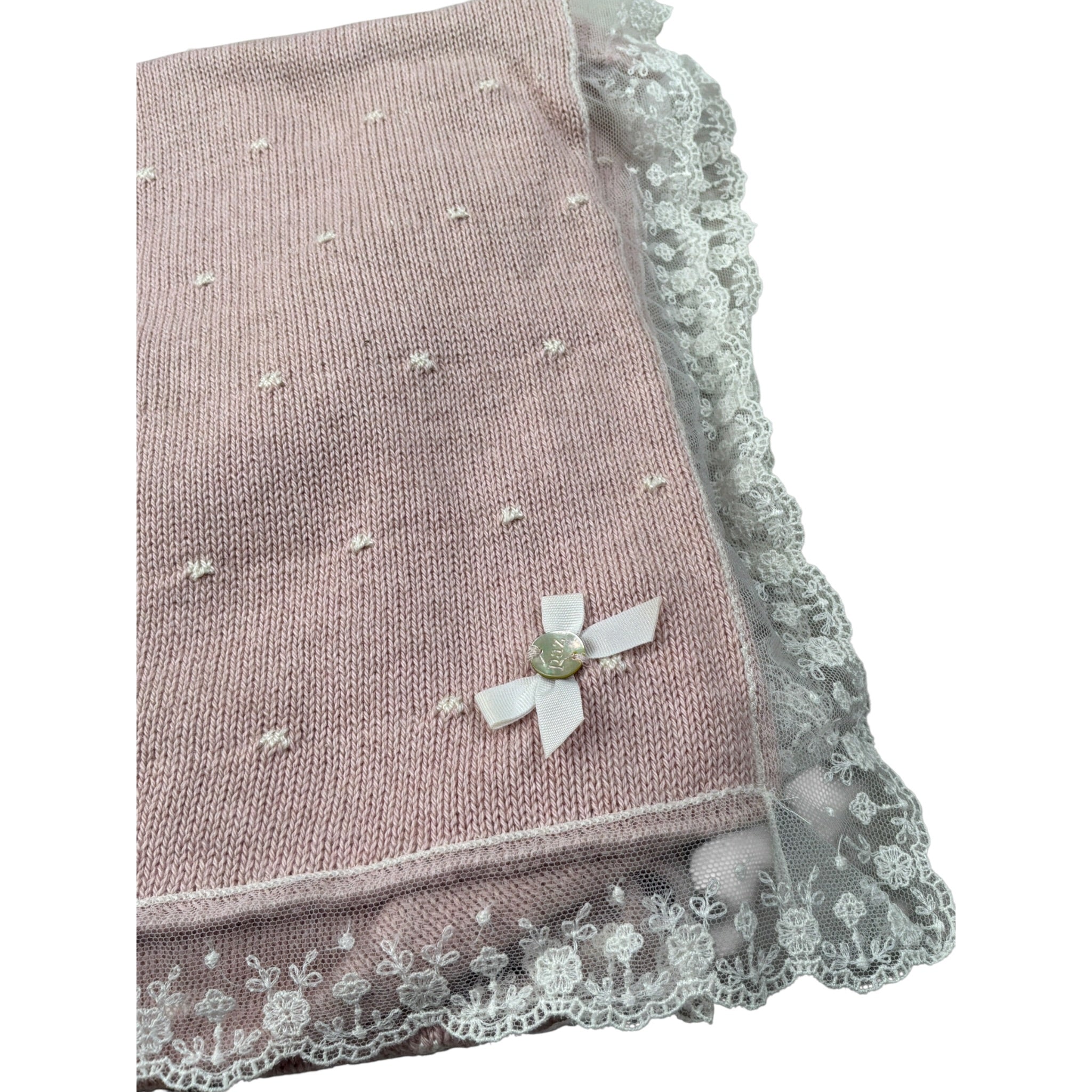 Paz Rodriguez Coperta tinta unita con Ricami Rosa per Neonata 029122078 ROSA PAZ RODRIGUEZ 