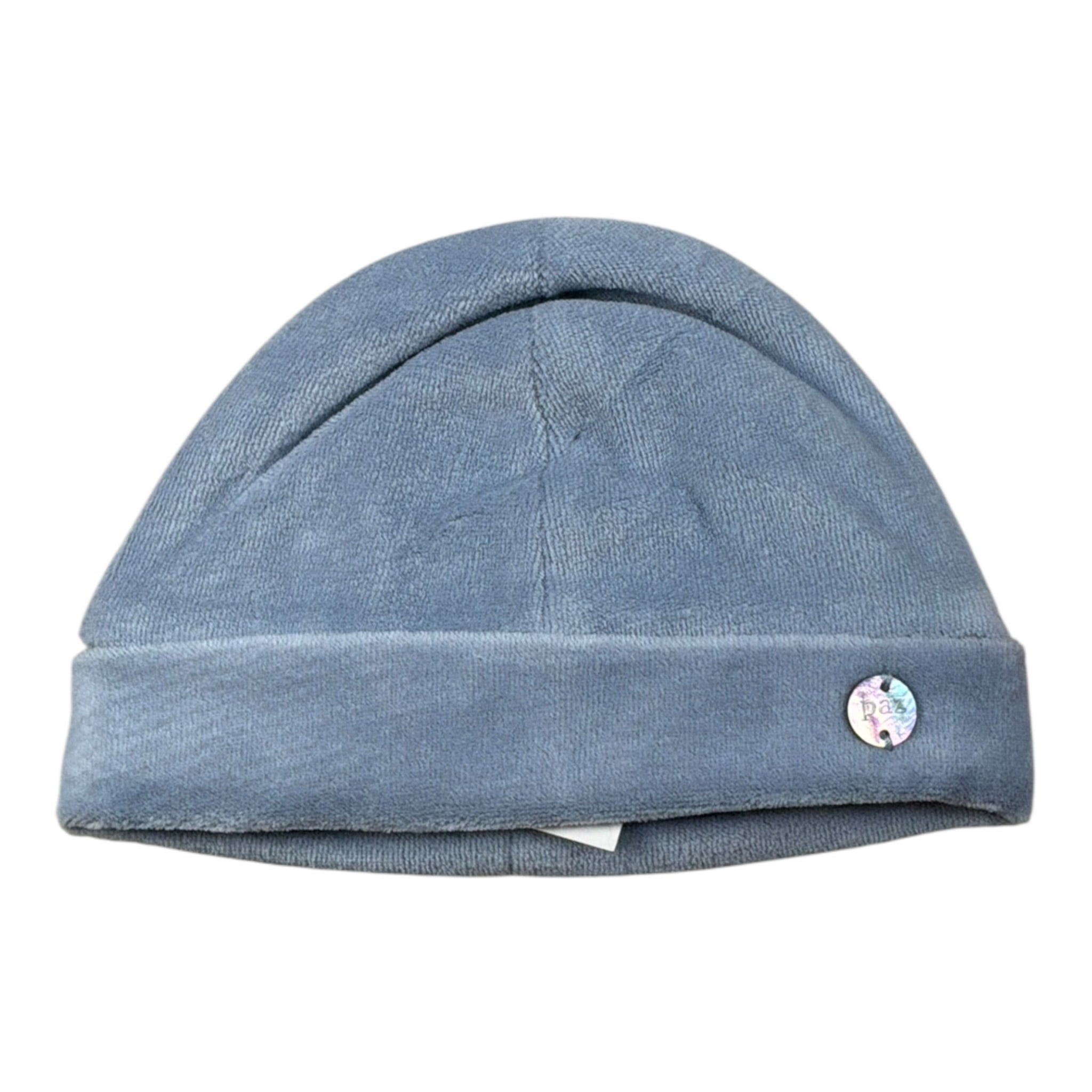 Paz Rodriguez Cappello Tinta Uita In Velluto Azzurro per Neonata 04019853 AZZURRO PAZ RODRIGUEZ 