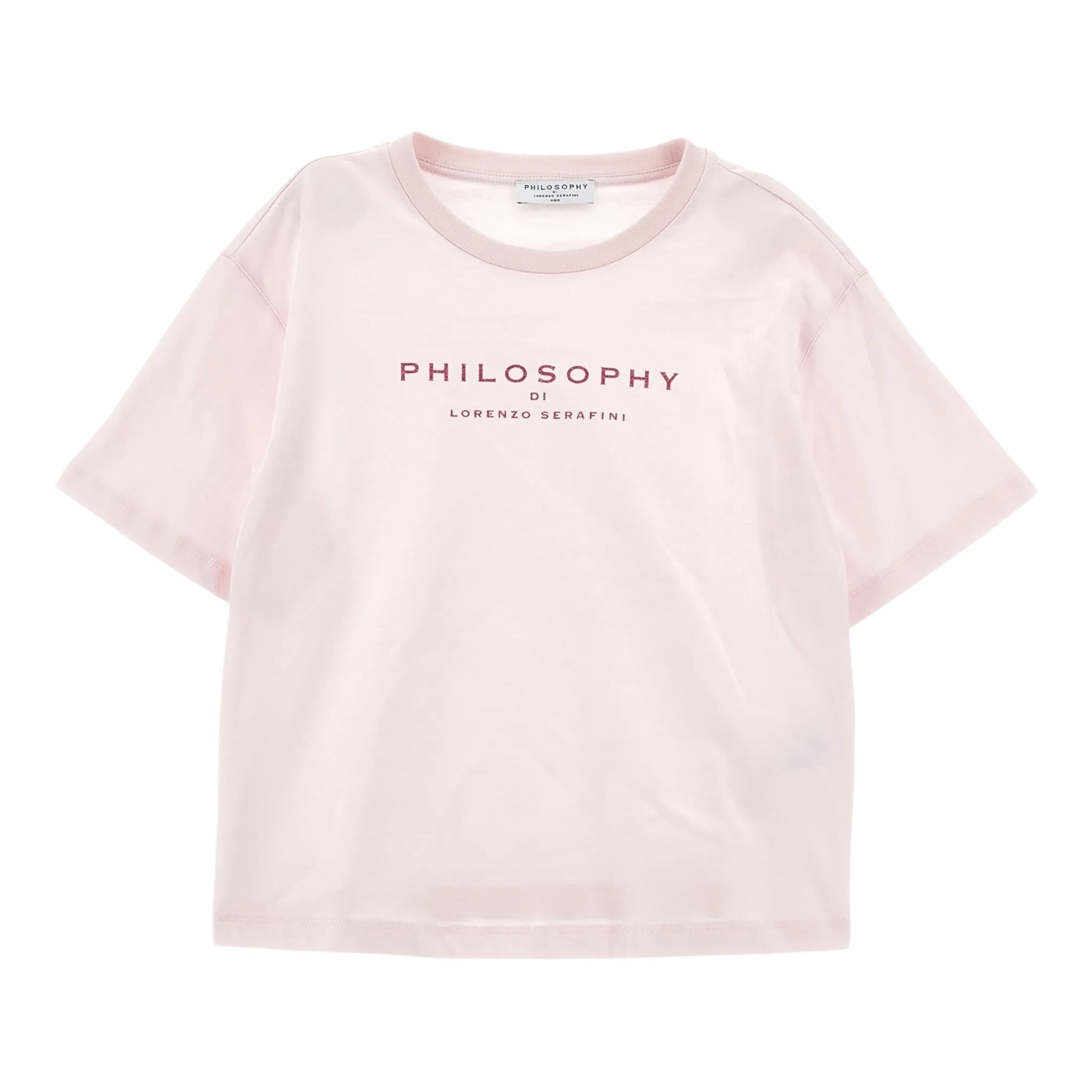 Philosophy T-Shirt tinta unita con Stampa Rosa per Bambina I1F609X ROSA PHILOSOPHY 
