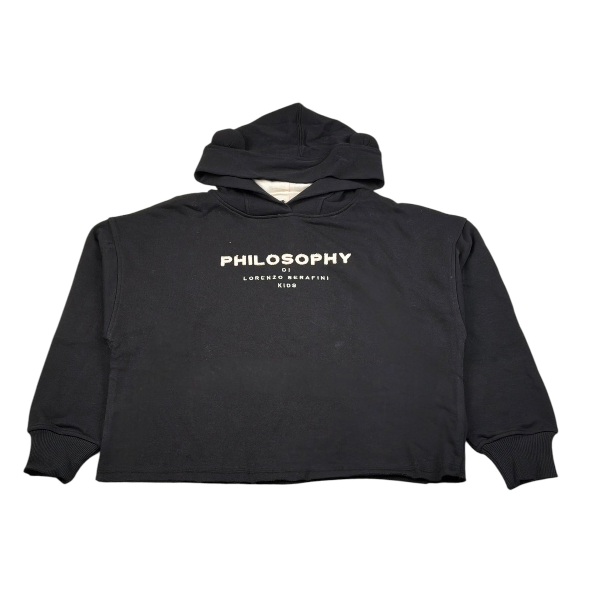 Philosophy Felpa Chiusa con Cappuccio tinta unita con Logo Nero per Bambina I9E602 NERO PHILOSOPHY 