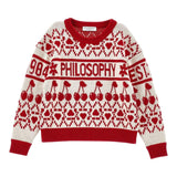 Philosophy Maglia Bicolore con Stampa Panna/Rosso per Bambina I9F602 PANNA/ROSSO PHILOSOPHY 